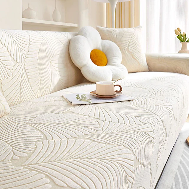 Stretch Jacquard Sofa Cover Stretch Slipcovers Soft Durable Couch Cover 1 Piece Spandex Fabric Washable Furniture Protector fit Armchair Seat/Loveseat/Sofa/XL Sofa/L Shape Sofa 16