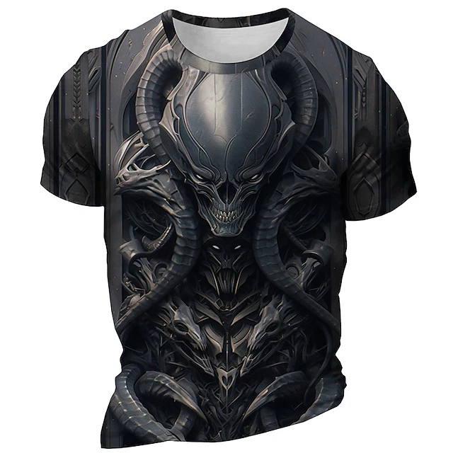 Men's Graphic Monster T Shirt Short Sleeve T shirt 3D Print Crew Neck Shirt Daily Designer Retro Vintage Sports Outdoor Holiday Going out Black Blue Red Spring & Summer Clothing Apparel S M L XL 2XL 7