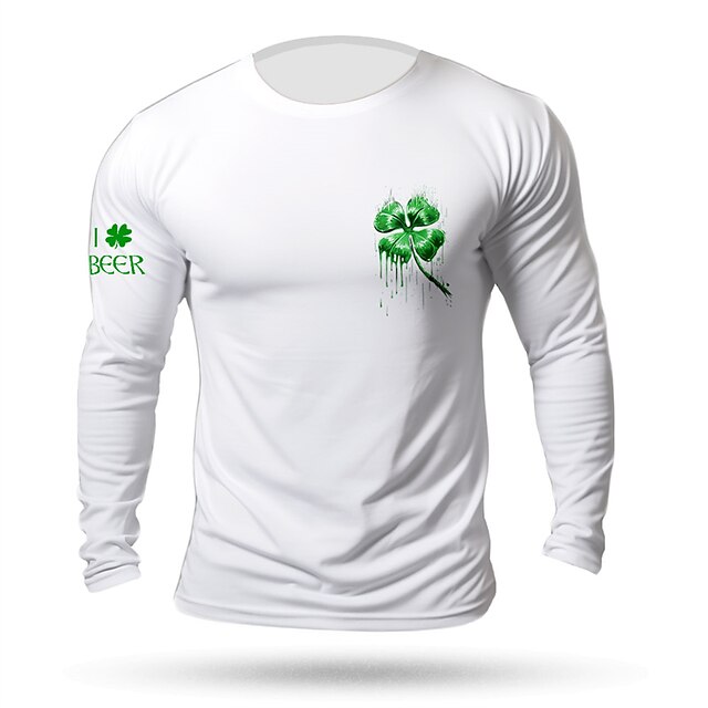  st.patrick's day nelilehtinen apila pyhimys patrick päivä musta valkoinen tummansininen t-paita t-paita miesten graafinen puuvillapaita vintage peruspaita pitkähihainen mukava t-paita urheilu