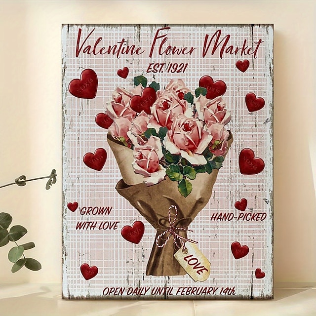  San Valentino Wall Art Canvas Rosebouquet Stampe e Poster Immagini Pittura decorativa su tessuto per soggiorno Immagini senza cornice