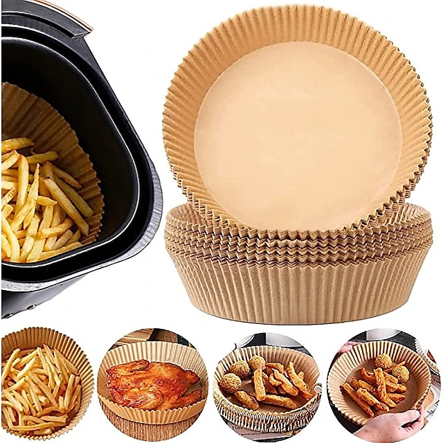 100PCS Special Paper for Air Fryer Liners Baking Oil-proof and Oil-absorbing Paper for Household Barbecue Plate Food Oven Kitchen Pan Pad