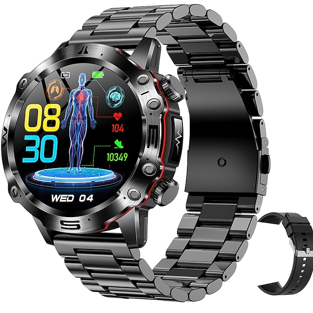  iMosi ET482 Slimme horloge 1.43 inch(es) Smart horloge Bluetooth ECG + PPG Temperatuurbewaking Stappenteller Compatibel met: Android iOS Dames Heren Lange stand-by Handsfree bellen Waterbestendig IP68