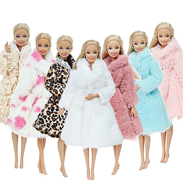  Rondom 7 Sets 30cm Pink Doll Clothing Wedding Dress Simulation Doll Fur Coat