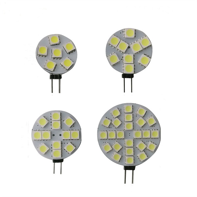  1 W/1,5 W/2 W/3 W G4-LED-Glühbirnen, entspricht 10 W/15 W/20 W/30 W Halogenbirne DC 12 V, dimmbar 6/9/12/24, 24 LEDs, 180 Grad Abstrahlwinkel, 3000 K warmweiß/6000 K Tageslichtweiß, G4-Bi-Pin-Sockel 5
