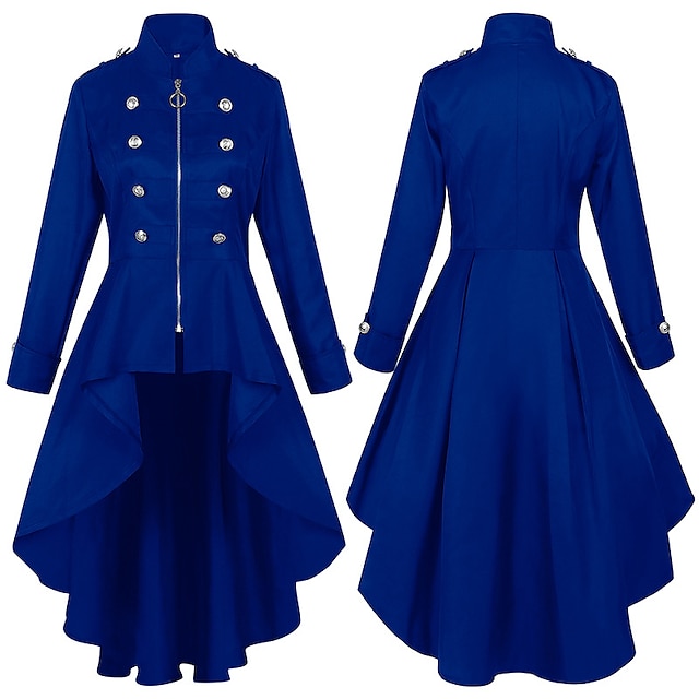  Retro Antiguo Punk y gótico Medieval Frac Gabardina Bruja Cosplay Color sólido Disfraz Mujer Steampunk Noche de Walpurgis Víspera de Todos los Santos Carnaval Mascarada Fiesta / Noche LARP Adulto