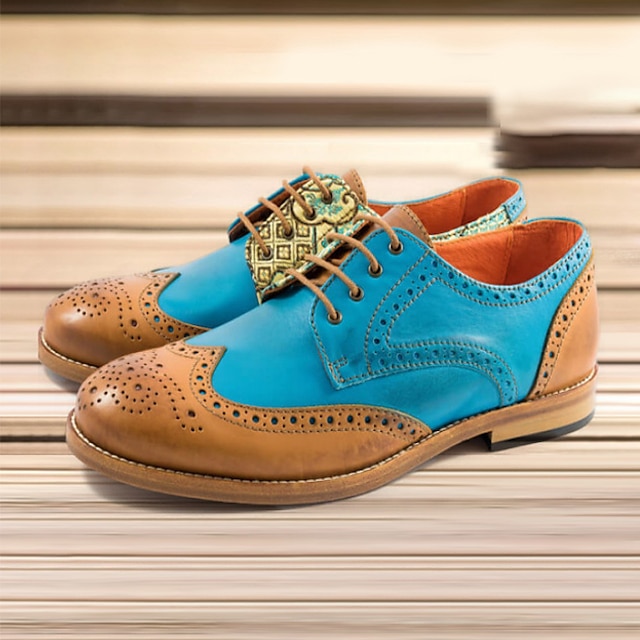  Bărbați Oxfords Retro Pantofi formali Bullock Pantofi Pantofi rochie Plimbare Englezesc Birou și carieră Petrecere și seară PU Cald Masaj Rezistenta la uzura Dantelat Galben Albastru Trifoi Toamn
