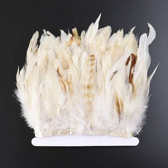  Panglică cu pene naturale de cocoș, 10-15 cm, cu penne albe, pentru artizanat, accesorii de decorare a hainelor de petrecere de carnaval