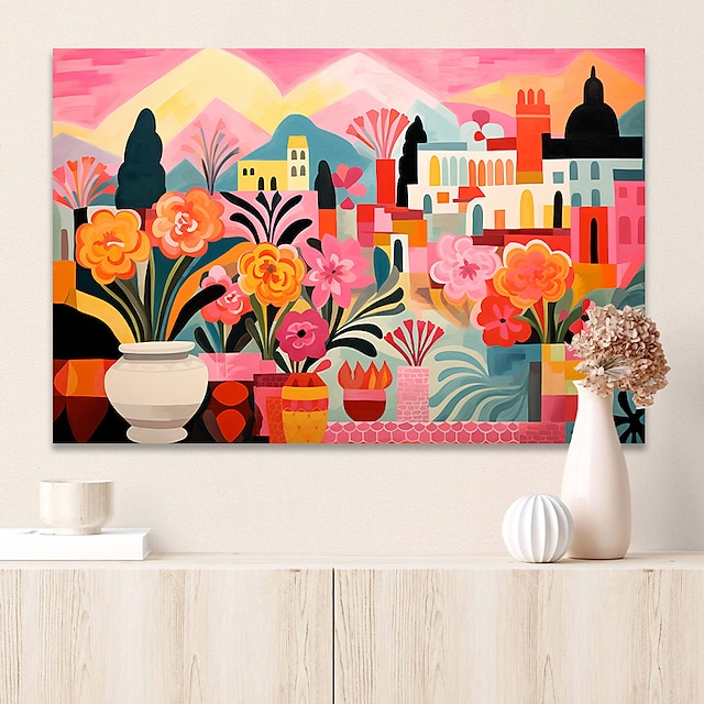  Paesaggio parete arte tela colore fantasy città stampe e poster immagini pittura decorativa su tessuto per soggiorno immagini senza cornice