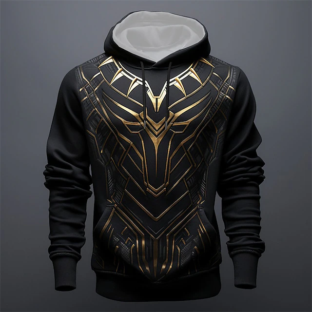Men's Graphic Armor Hoodie Hoodies Sweatshirt Fashion Daily Long Sleeve Hooded Vacation Sports Outdoor Holiday Black Grey Black Print Front Pocket Spring & Fall Designer4
