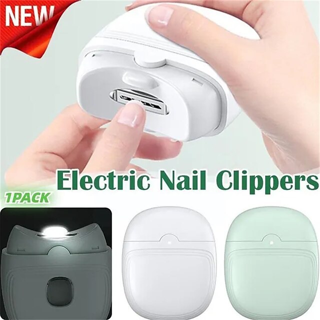  cortador de unhas elétrico cortador de unhas automático com luz 2 em 1 cortador de unhas e arquivo com armazenamento de restos de unhas aparador de unhas de segurança recarregável usb para adultos e