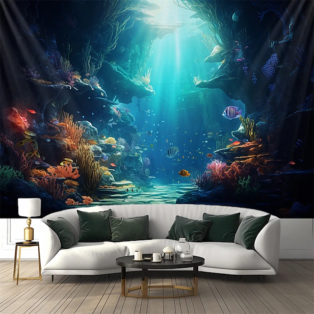 Undersea World Hanging Tapestry Wall Art Large Tapestry Mural Decor Photograph Backdrop Blanket Curtain Home Bedroom Living Room Decoration 17
