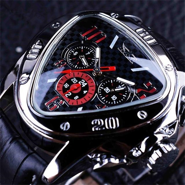  jaragar męski zegarek mechaniczny luksusowy, duży, modny, biznesowy, automatyczny, samonakręcający się, świecący wodoodporny skórzany zegarek