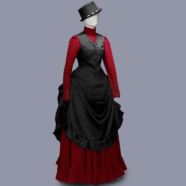  Retro Vintage Victorian Edwardian Dress Jacket Bustle Dress Riding Habit Princess Bridal Women's Masquerade Theater Dickens Events Dress