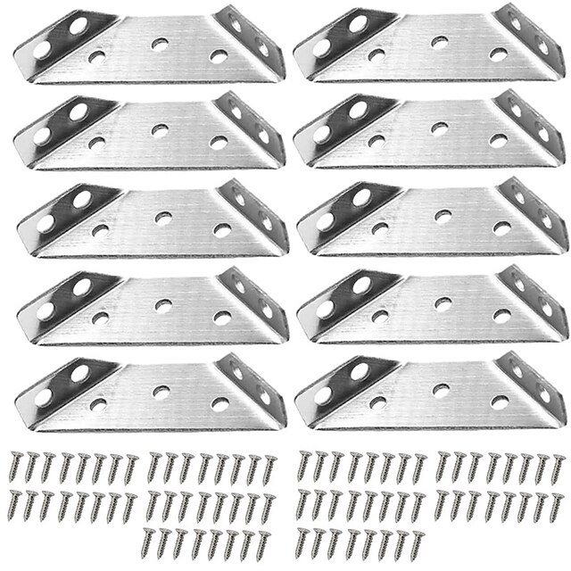 10Pcs Triangle Corner Brace Angle Bracke with Screws Shelf Support