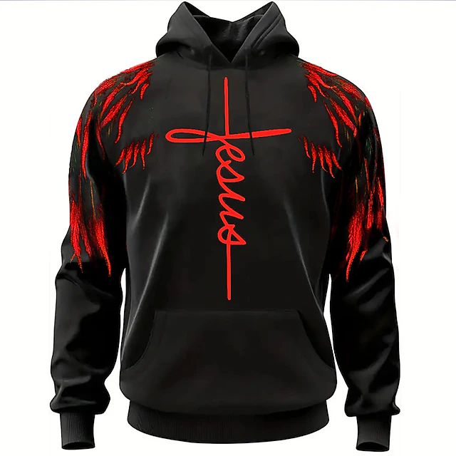 Men's Graphic Letter Hoodie Hoodies Sweatshirt Fashion Daily Long Sleeve Hooded Vacation Sports Outdoor Holiday Yellow Red Print Front Pocket Spring & Fall Designer4