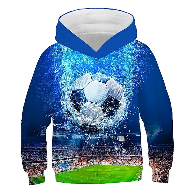  Băieți 3D Fotbal Hanorac cu Glugă Manșon Lung Tipărire 3D Activ Sport Șic Stradă Poliester Copii 3-12 ani Zilnic