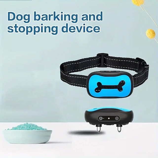  1pc スマート超音波無駄吠え防止装置充電式自動犬の訓練首輪無駄吠え防止首輪