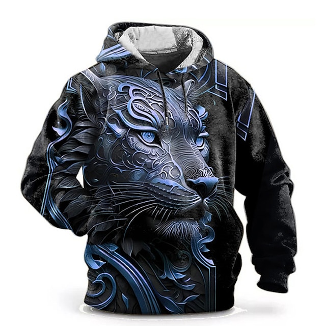  Homme Graphic Animal Sweat à capuche Sweats à Capuche Sweat-shirt Sweat à capuche manche longue Sweat à capuche Capuche Mode 3D effet Sport extérieur Vacances Vêtement de rue Rouge Bleu Imprimer