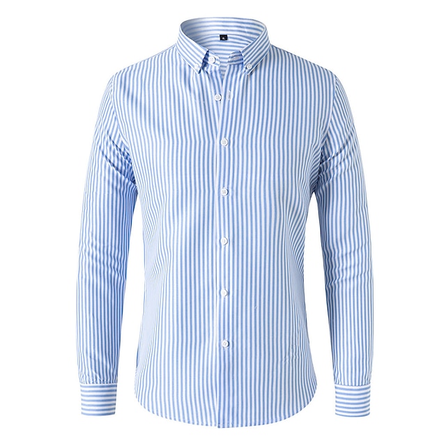  Men's Shirt Dress Shirt Button Down Shirt Black White Red Long Sleeve Stripes Lapel Spring &  Fall Office & Career Wedding Party Clothing Apparel
