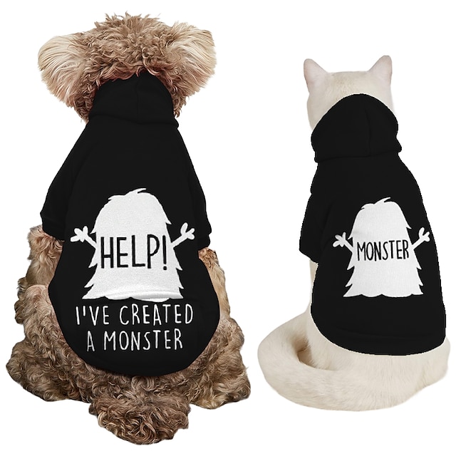  Dog Hoodie With Letter Print Text memes help monster Dog Sweaters for Large Dogs Dog Sweater Solid Soft Brushed Fleece Dog Clothes Dog Hoodie Sweatshirt with Pocket