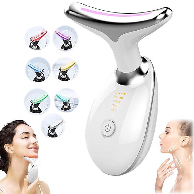  EMS Thermal Neck Lifting And Tighten Massager Electric Microcurrent Smooth Wrinkle Tool LED Photon Face Beauty Device Perfect Birthday Gift For Mother Girls Women