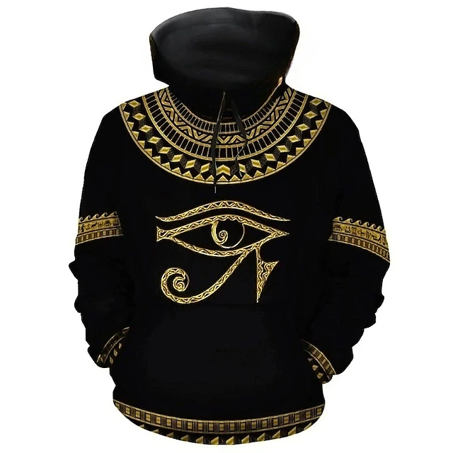 Men's Graphic Tribal Hoodie Hoodies Sweatshirt Daily Basic Long Sleeve Hooded Vacation Sports Outdoor Holiday Black Gold Gold Print Front Pocket Spring & Fall Designer 9