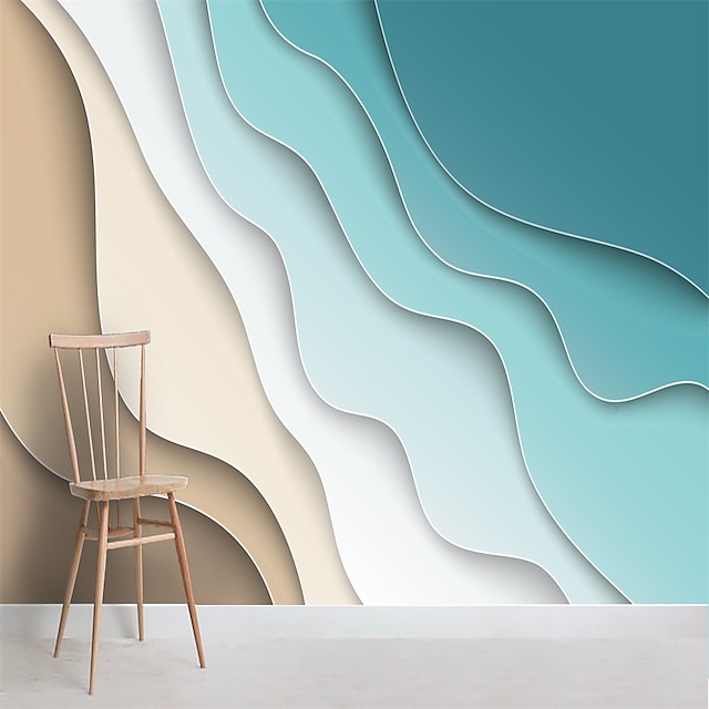  Coole Tapeten, abstrakte 3D-Tapete, Wandgemälde, blaue Wellen, abdeckender Aufkleber, abziehen und aufkleben, entfernbares PVC/Vinyl-Material, selbstklebend/Kleber erforderlich, Wanddekoration für