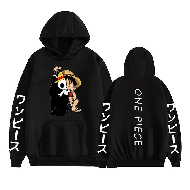 One Piece Monkey D. Luffy Roronoa Zoro Tony Tony Chopper Hoodie Cartoon Manga Anime Front Pocket Graphic For Couple's Men's Women's Adults' Carnival Masquerade Hot Stamping Casual Daily