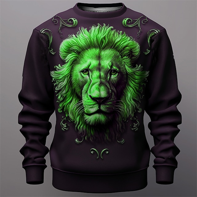  Pánské Grafika Lev Mikiny Svetrová mikina Dlouhý rukáv Mikina Tričkový Módní Denní Na běžné nošení 3D tisk Dovolená Jdeme ven Streetwear Tisk Jaro & podzim