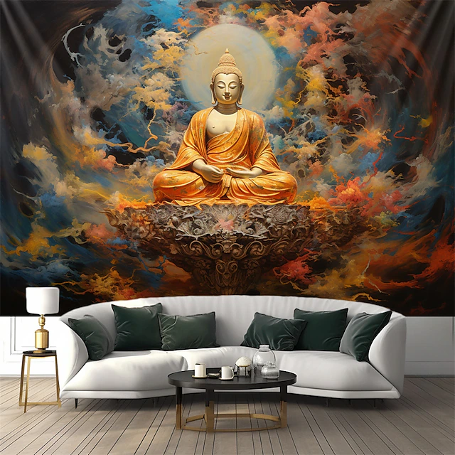 Fantasy Buddha Hanging Tapestry Wall Art Large Tapestry Mural Decor Photograph Backdrop Blanket Curtain Home Bedroom Living Room Decoration 14