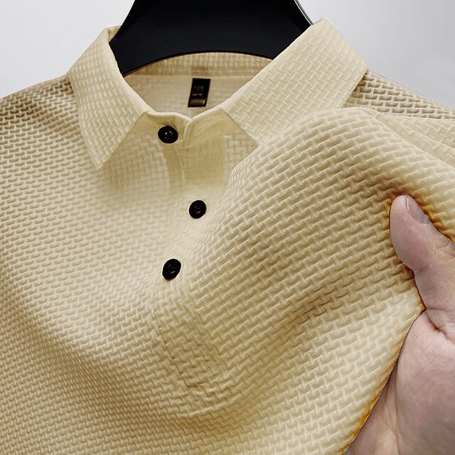 Wavlynn Mens Summer Cotton Button Polo Shirt With Vintage Green Print For Casual Everyday Wear main image 1
