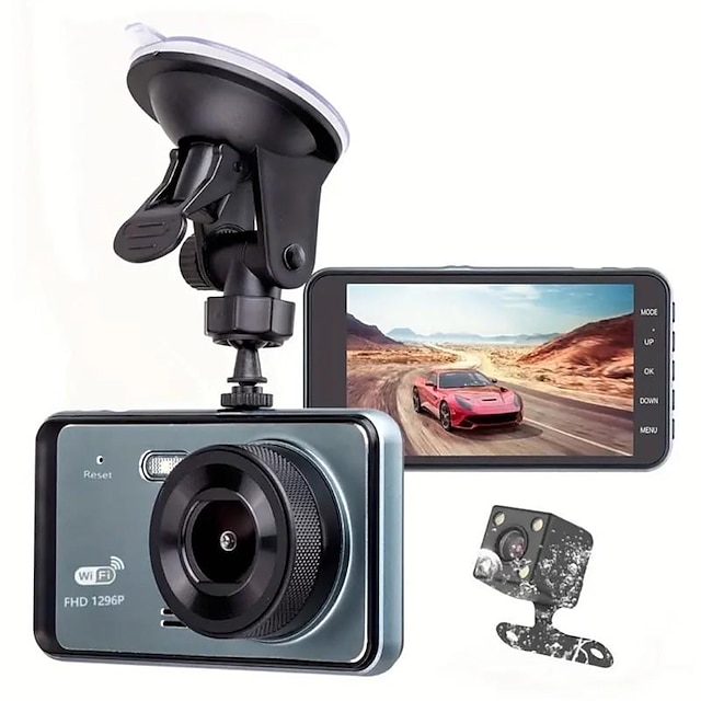  4 Inch Dash Cam 1080P Car DVR Camera Touch Screen Dual-Lens Video Recorder Cycle Recording Video WIFI Driving Recorder