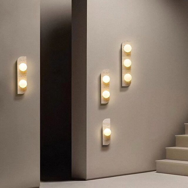  أضواء الجدار LED الحديثة مصابيح الحائط المعدنية الداخلية مرآة الإضاءة شمعدانات جدارية حجر أبيض دافئ زجاج غرفة نوم شمعدانات جدارية 90-264 فولت