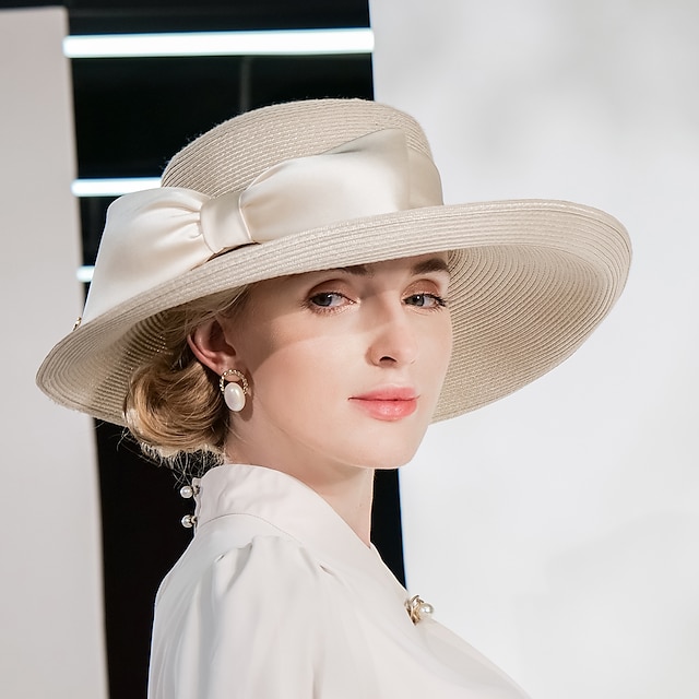  Hats Polyester Fiber Bowler / Cloche Hat Straw Hat Sun Hat Wedding Casual Elegant Wedding With Bowknot Headpiece Headwear