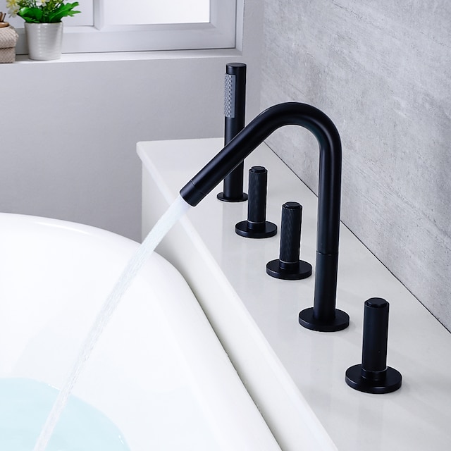  Badekarskran - Moderne Moderne galvanisert Romersk kar Keramisk Ventil Bath Shower Mixer Taps
