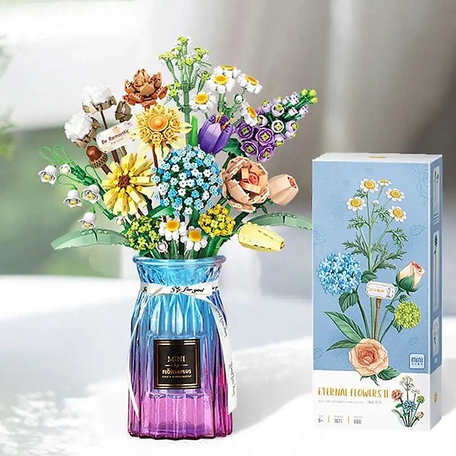 Τουβλάκια Λουλούδι / Σειρά Λουλουδιών Λουλούδι Ημέρα του Αγίου Βαλεντίνου Teddy Day Ημέρα της μητέρας Ημέρα της γυναίκας συμβατό ABS + PC Λεογκ