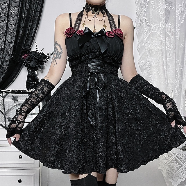  Retro Vintage Punk & Gothic Dress A Line Dress Goth Girl Women's Masquerade Party Dress