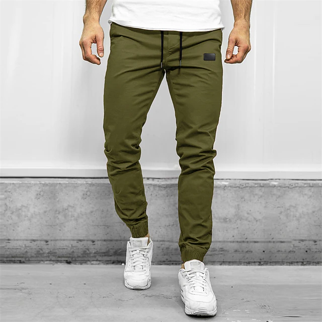 Men's Sweatpants Joggers Trousers Drawstring Elastic Waist Elastic Cuff Plain Comfort Breathable Casual Daily Holiday Sports Fashion ArmyGreen Black 8