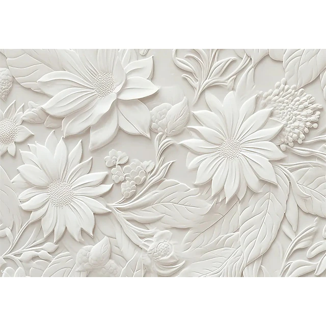 Cool Wallpapers 3D Flower White Wallpaper Wall Mural Wall Covering ...