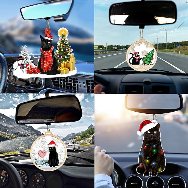  bilhængende ornament, akryl 2d fladtrykt nøglering, valgfri akryl ornament og bil bakspejl tilbehør mindegavepakke