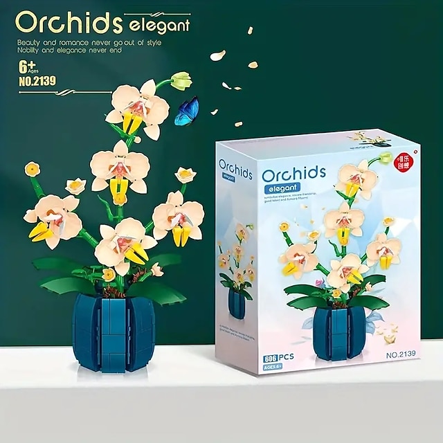  cadouri de ziua femeii 1 bucată set de blocuri de construcție orhidee bonsai care creează flori de plante artificiale și serii de plante pentru familii sau birou cadouri creative de ziua