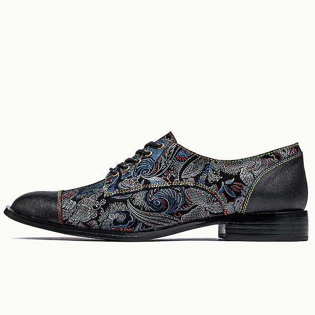 Stylish Dress Shoes For Men 2026.Men's Jacquard Fabric Floral Pattern Lace-Up Oxford Shoes with Leather ...