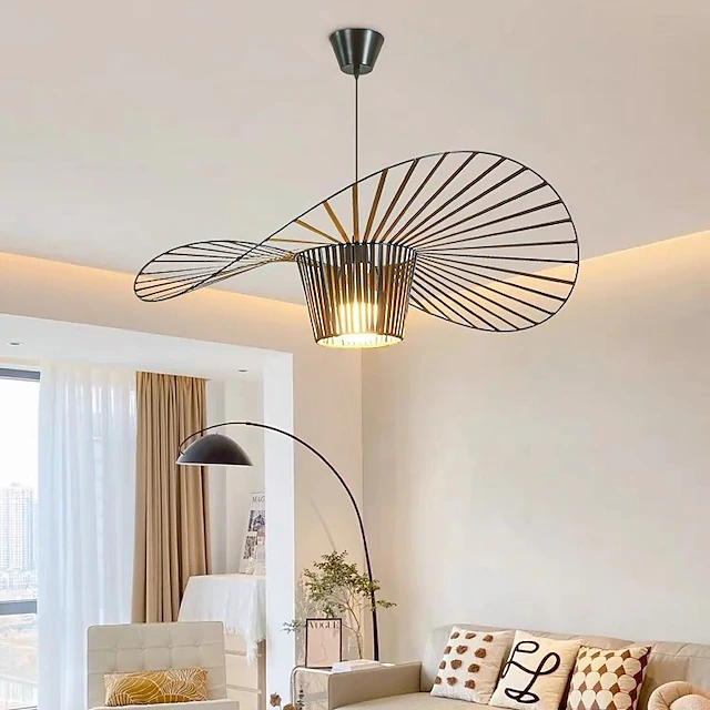 Hanglamp Vintage Licht Woonkamer LED Vertigo Lamp Armatuur Hanger (Licht Hoogte Verstelbaar) Glasvezel/Polyurethaan Hoed Kroonluchter E27 voor Schaduw Hanglamp Vintage Licht Woonkamer LED Vertigo Lamp Armatuur Hanger (Licht Hoogte Verstelbaar) Glasvezel/Polyurethaan Hoed Kroonluchter E27 voor Schaduw
