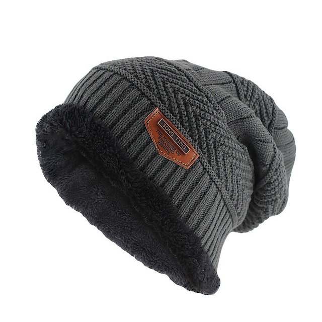  Herren Beanie Mütze Grau Baumwolle Reise Skullies & Beanies Outdoor Urlaub Glatt Windundurchlässig Warm