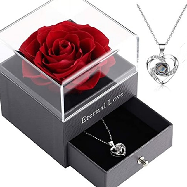  Women's Day Gifts Valentine's Day Product Jewelry Sterling Silver Heart Projection Necklace Female Pendant 100 Languages I Love You Mother's Day Gifts for MoM