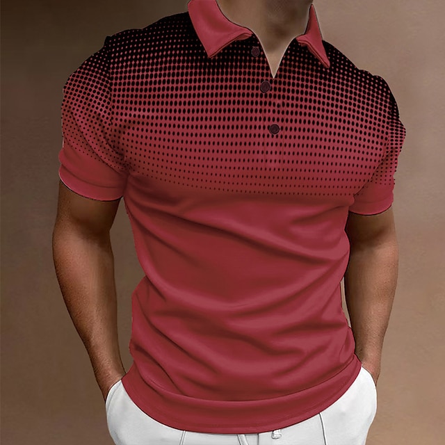  Hombre polo deportivo Camiseta de golf Casual Festivos Diseño Manga Corta Moda Básico Degradado Botón Verano Ajuste regular Vino Negro Blanco Azul Marino Naranja Gris polo deportivo