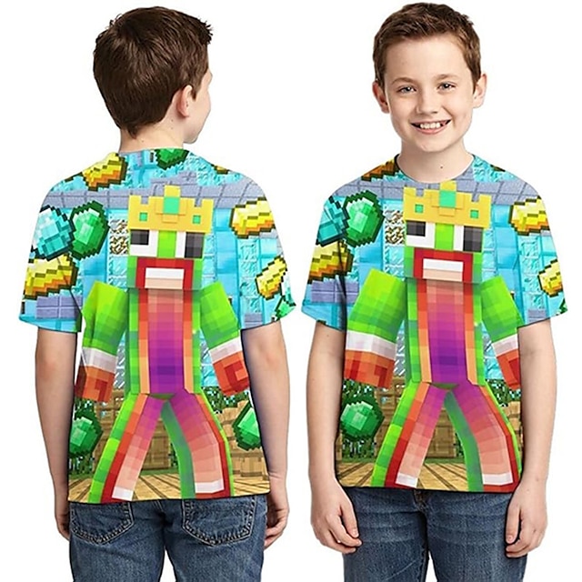  Dla chłopców 3D Kreskówki T-shirt Koszula Krótki rękaw Druk 3D Lato Aktywny Sport Moda Poliester Dzieci 3-12 lat Półgolf Na zewnątrz Codzienny Regularny