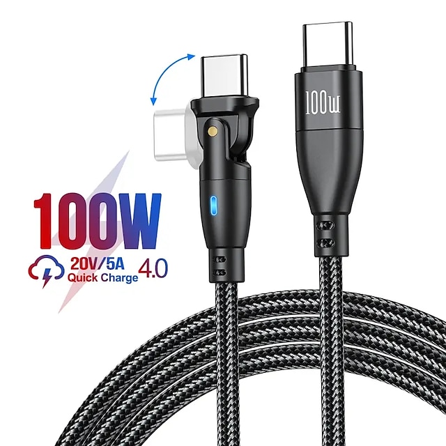  PD100W Type C To Type C Cable Super Fast Charging For Samsung S23 Ultra S22 S21 100W Fast Charging Cable For  180 Degree USB C Charge Cable For Realme Oneplus OPPO PD Cable QC 3.0 Fast Charger