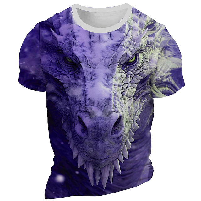 Men's Graphic Dragon T Shirt Short Sleeve T shirt 3D Print Crew Neck Shirt Daily Designer Retro Vintage Sports Outdoor Holiday Going out Yellow Red Blue Spring & Summer Clothing Apparel S M L XL 2XL 6