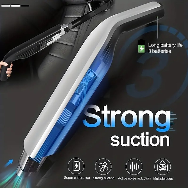  Vacuum Cleaner High Power Car Handheld Vacuum Cleaner Indoor And Car Dry And Wet Dual-use Wireless Charging Three Batteries Large Suction Household Cleaning Duster